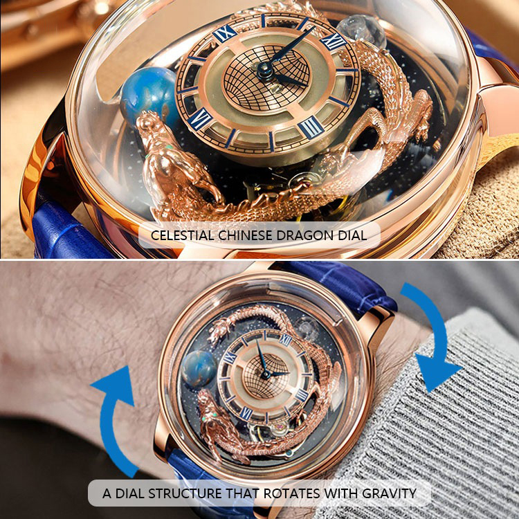 High Quality Men's Quartz Waterproof Watch Luxury Dragon Quartz Men's Watch With Hollow Out