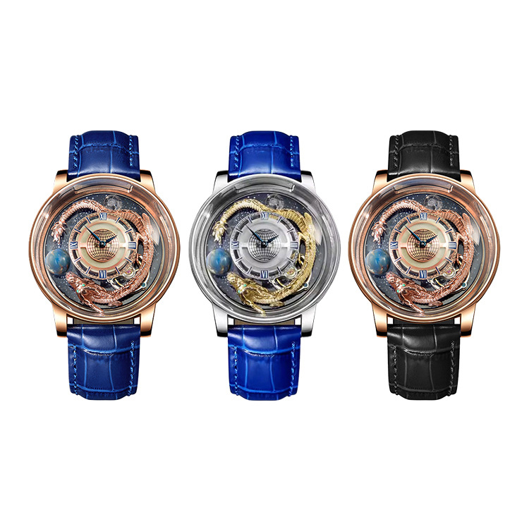 High Quality Men's Quartz Waterproof Watch Luxury Dragon Quartz Men's Watch With Hollow Out