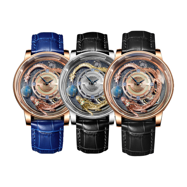 High Quality Men's Quartz Waterproof Watch Luxury Dragon Quartz Men's Watch With Hollow Out