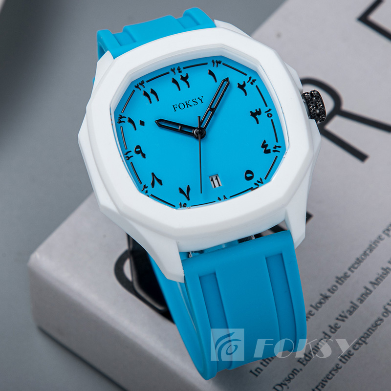 Custom Logo Arabic Dial Watch Square Luminous Silicone Quartz Wristwatches Waterproof Watches Men