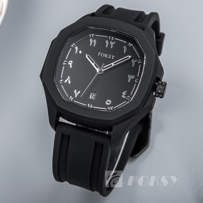Custom Logo Arabic Dial Watch Square Luminous Silicone Quartz Wristwatches Waterproof Watches Men