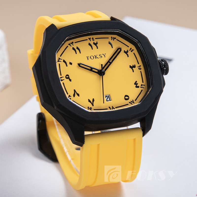 Custom Logo Arabic Dial Watch Square Luminous Silicone Quartz Wristwatches Waterproof Watches Men