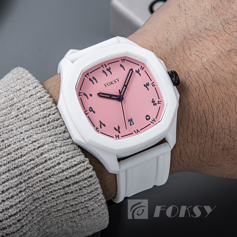 Custom Logo Arabic Dial Watch Square Luminous Silicone Quartz Wristwatches Waterproof Watches Men