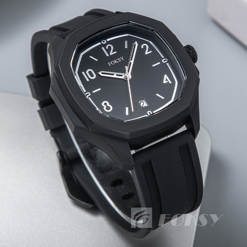 New Design Custom logo Silicone Strap Luxury Square Watch Men Quartz Wrirstwatch Sport Plastic Watch