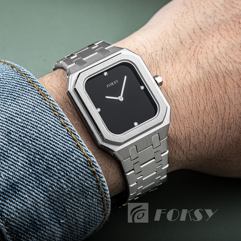 OEM Watch for Women Fashion Stainless Steel Band Square Watch Elegant Waterproof Ladies Quartz Watch