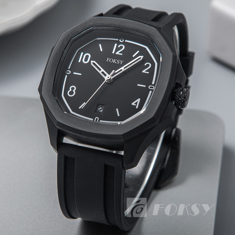 New Design Custom logo Silicone Strap Luxury Square Watch Men Quartz Wrirstwatch Sport Plastic Watch