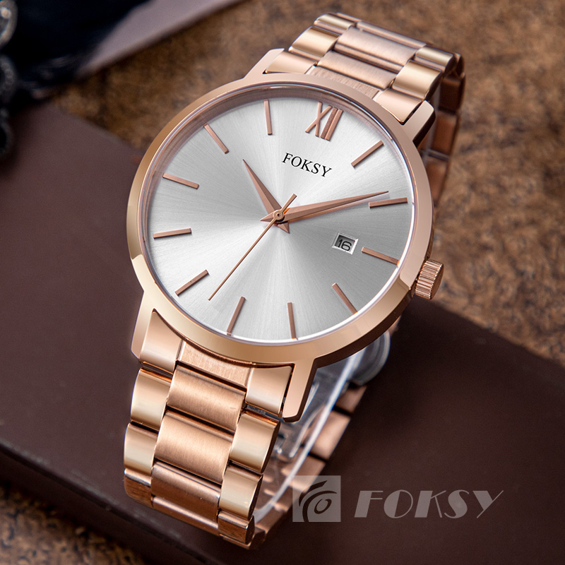 Private Label Watch Custom Logo Round Case Rose Gold Color Japan Movement Quartz Watch for Men
