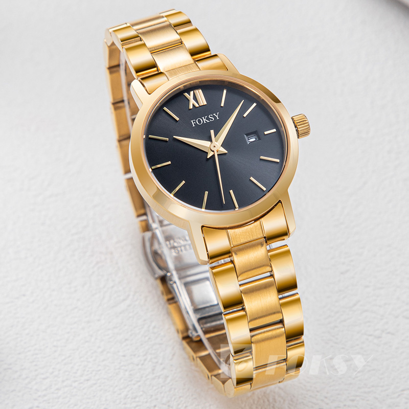 Women's Custom Logo Quartz Watch Gold Japan Movement Dial Stainless Steel Case Fashion ODM Business Watch