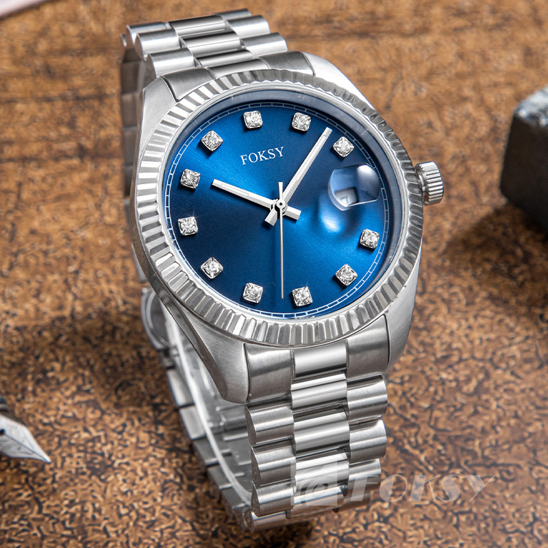 Custom Logo Men Wrist Manufacturer with Diamond Waterproof Casual Luxury Quartz Watches for Men