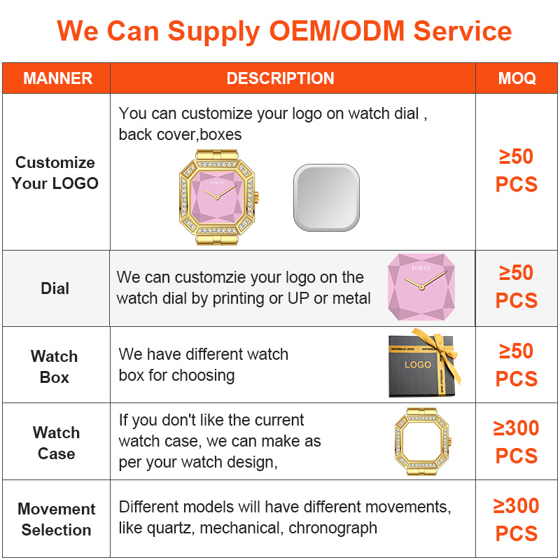 Custom Mini Hand Diamond Square Finger Tone Ring for Men and Women Luxury Quartz Watch with Personalized Logo