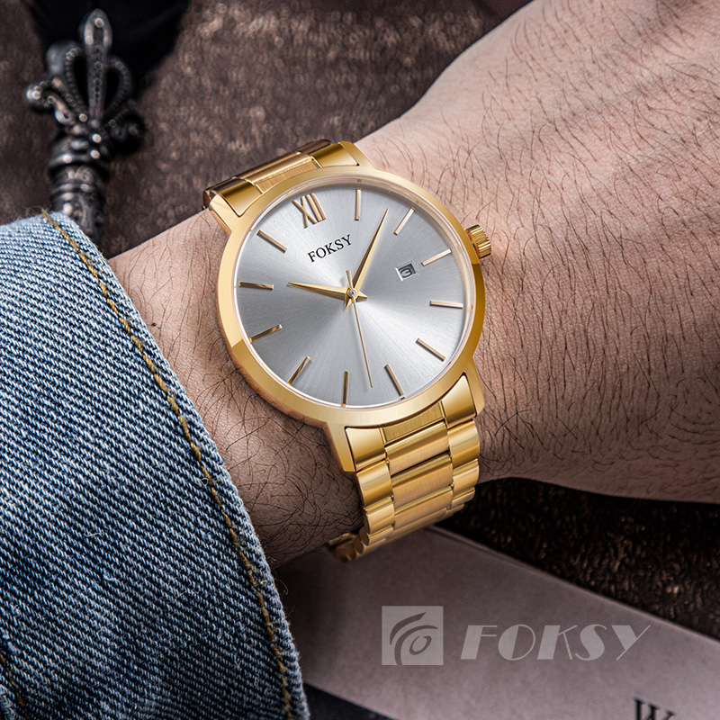 Private Label Watch Custom Logo Round Case Rose Gold Color Japan Movement Quartz Watch for Men
