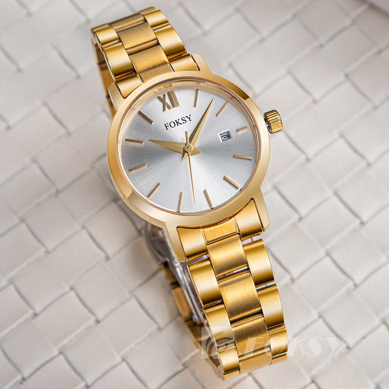 Women's Custom Logo Quartz Watch Gold Japan Movement Dial Stainless Steel Case Fashion ODM Business Watch