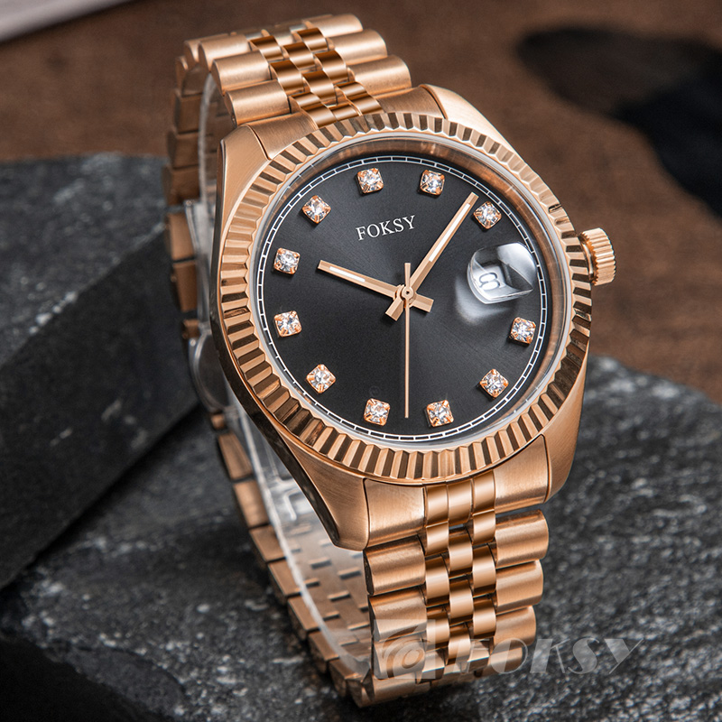 Custom Logo Men Wrist Manufacturer with Diamond Waterproof Casual Luxury Quartz Watches for Men