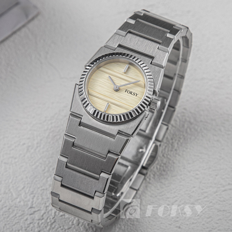 FOKSY Customized Fashion Brand Women's Watches Classic Gold Stainless Steel Watches Exquisite Textures Show Elegant Style