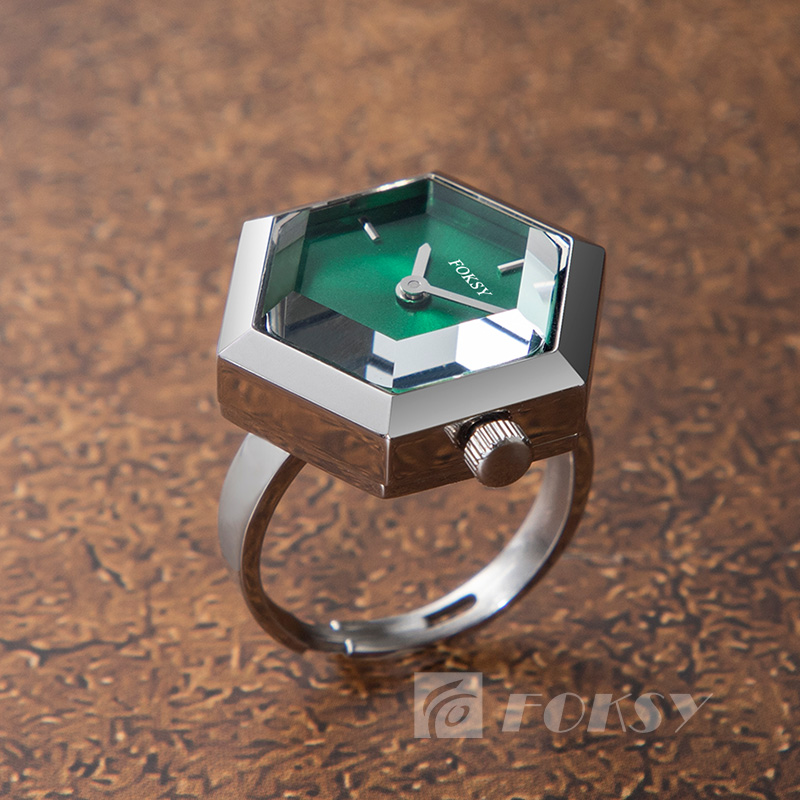 Fashionable mini green dial ring watch quartz creative exquisite accessories for men and women