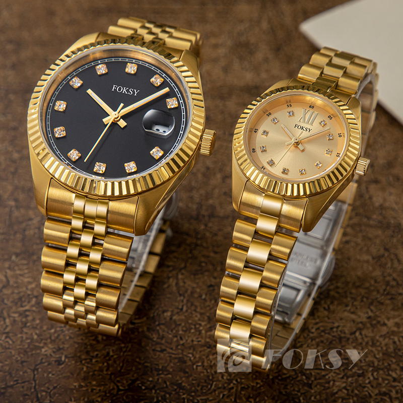 High Quality Luxury Men's Quartz Watches Stainless Steel waterproof Quartz Movement Women's Couple Watches