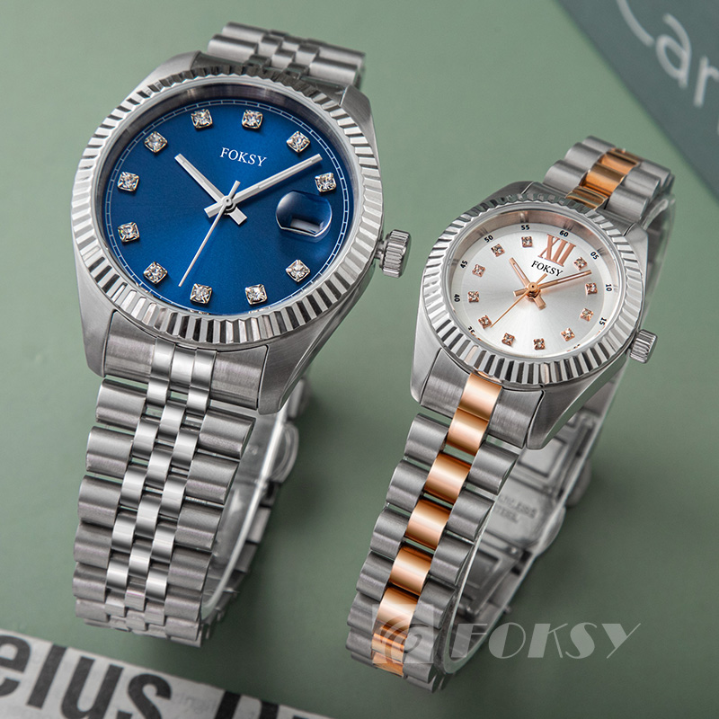 High Quality Luxury Men's Quartz Watches Stainless Steel waterproof Quartz Movement Women's Couple Watches