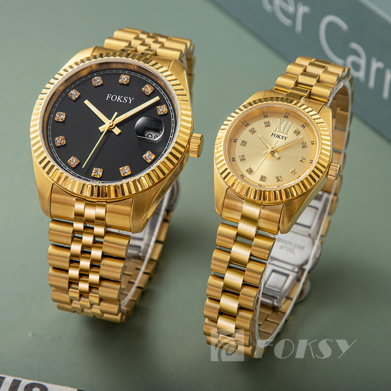 High Quality Luxury Men's Quartz Watches Stainless Steel waterproof Quartz Movement Women's Couple Watches