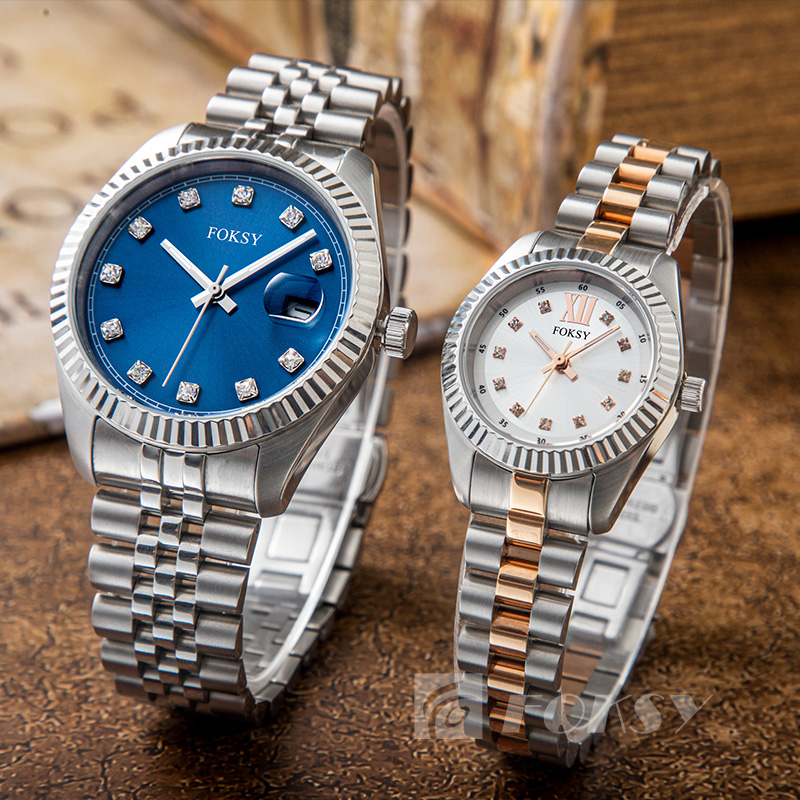 High Quality Luxury Men's Quartz Watches Stainless Steel waterproof Quartz Movement Women's Couple Watches