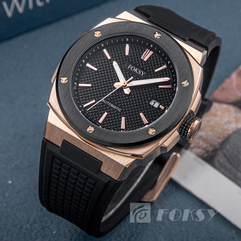 High-end Business Men's Watches Stainless Steel Mechanical Watches Silicone Strap Support Brand Customization
