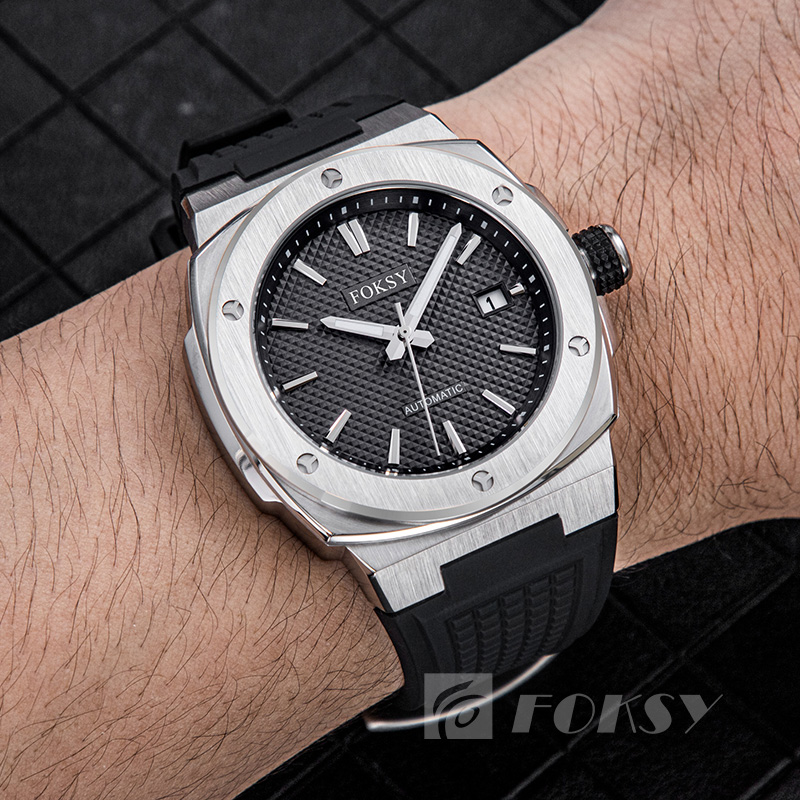 High-end Business Men's Watches Stainless Steel Mechanical Watches Silicone Strap Support Brand Customization