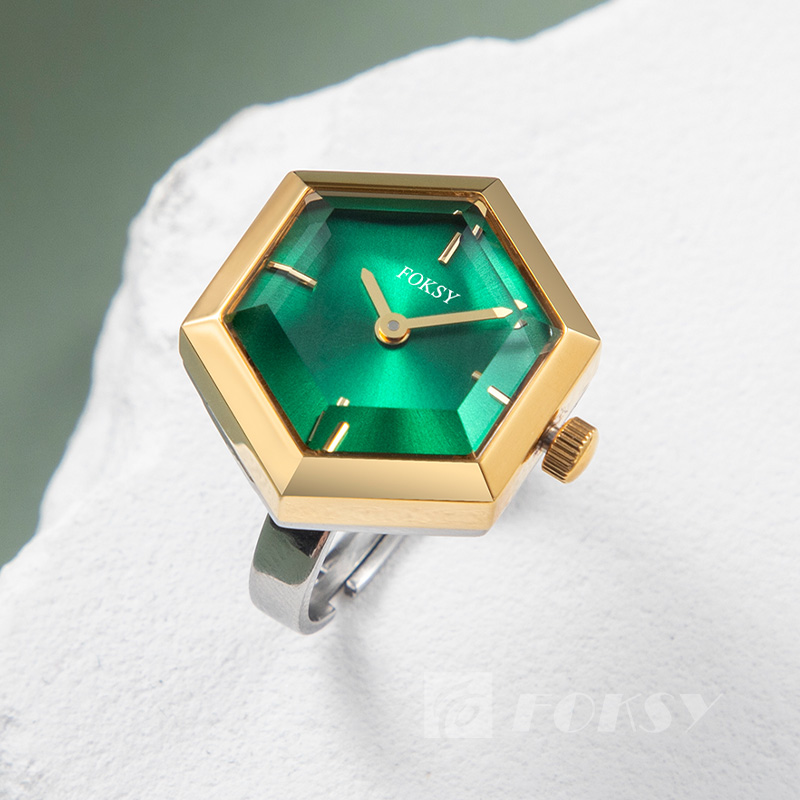 Fashionable mini green dial ring watch quartz creative exquisite accessories for men and women