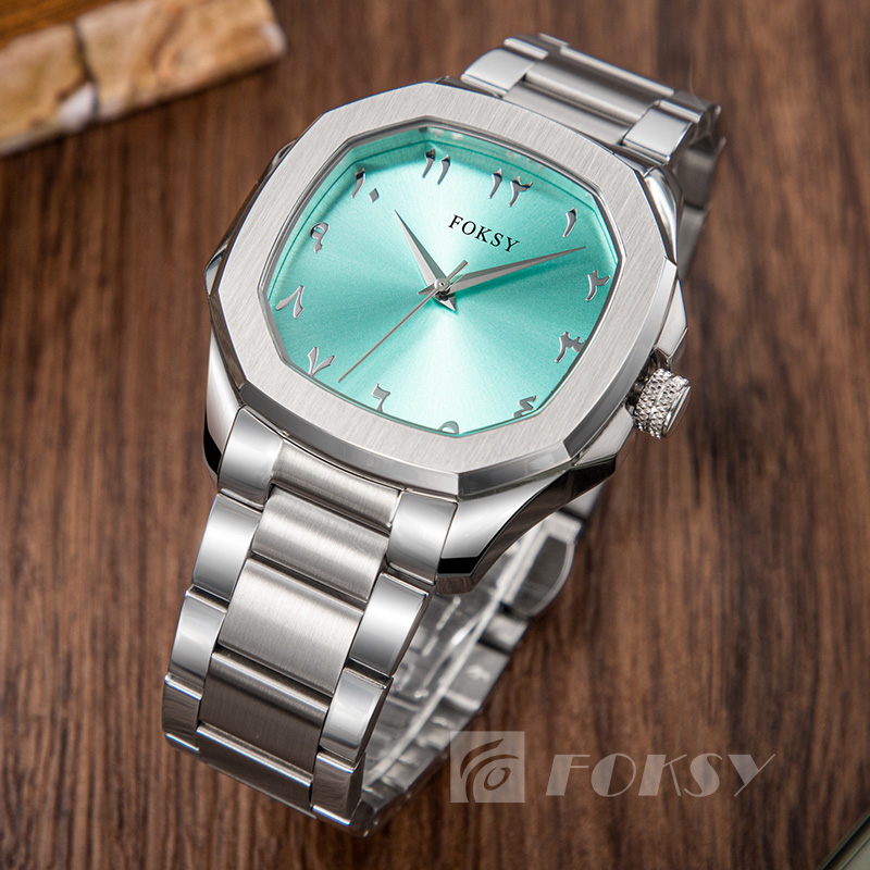 Customized Arabic Dial Watch Square Stainless Steel Quartz Wristwatches Waterproof Watches for Men