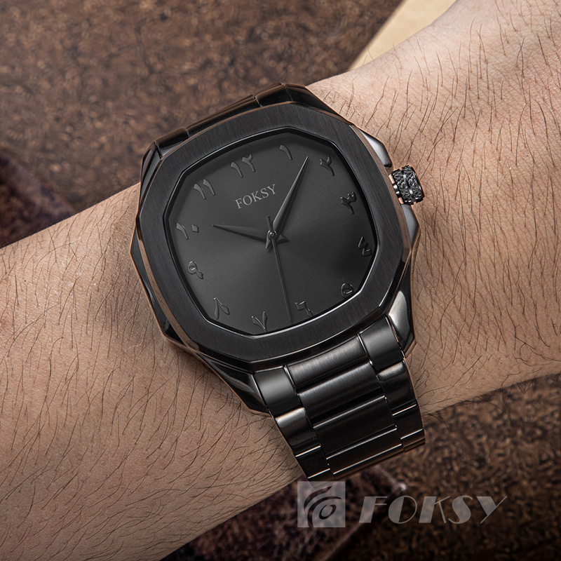 Customized Arabic Dial Watch Square Stainless Steel Quartz Wristwatches Waterproof Watches for Men