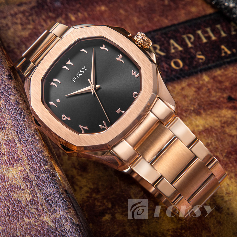 Customized Arabic Dial Watch Square Stainless Steel Quartz Wristwatches Waterproof Watches for Men