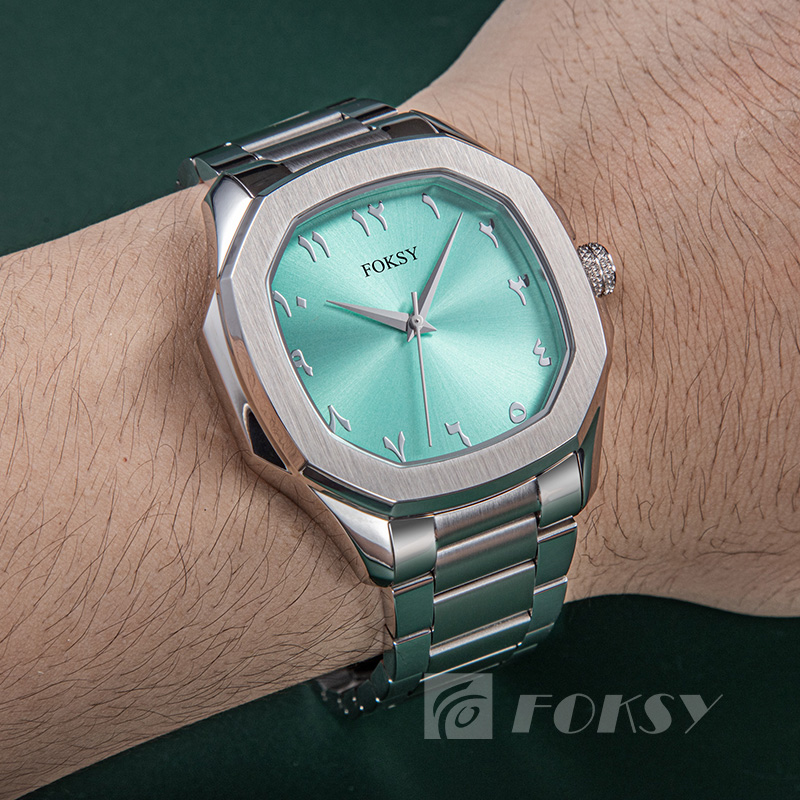 Customized Arabic Dial Watch Square Stainless Steel Quartz Wristwatches Waterproof Watches for Men