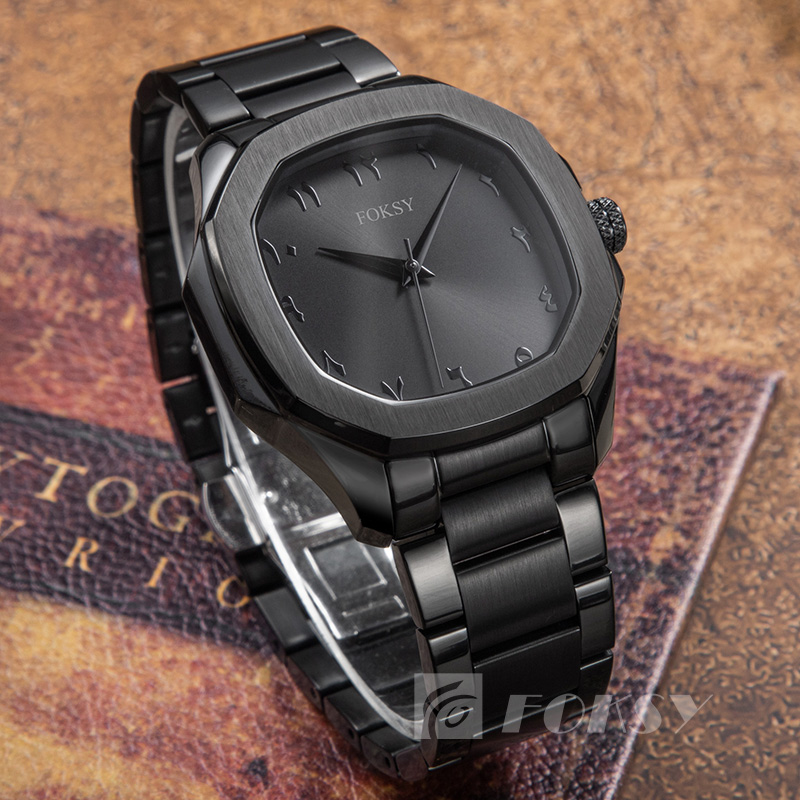 Customized Arabic Dial Watch Square Stainless Steel Quartz Wristwatches Waterproof Watches for Men