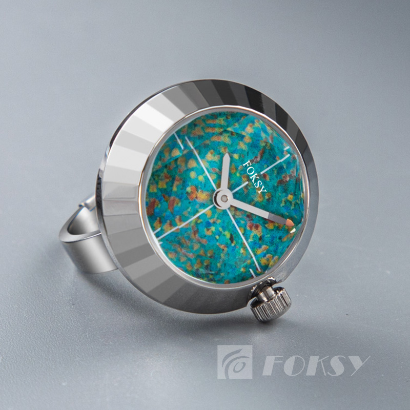 Foksy Personalized Quartz Ring Watch Minimal Diamond Watch Factory Customized Stainless Steel Strap