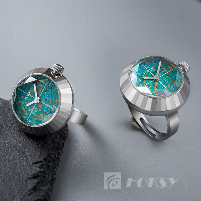 Foksy Personalized Quartz Ring Watch Minimal Diamond Watch Factory Customized Stainless Steel Strap