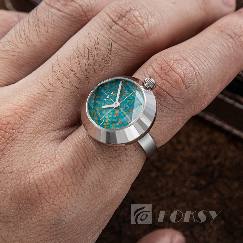 Foksy Personalized Quartz Ring Watch Minimal Diamond Watch Factory Customized Stainless Steel Strap