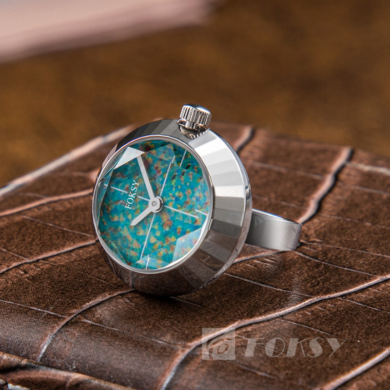 Foksy Personalized Quartz Ring Watch Minimal Diamond Watch Factory Customized Stainless Steel Strap