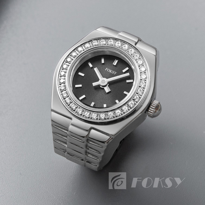 Customized OEM Men's and Women‘s Ring Watches Wholesale Business Leisure Style Round Case Rose Gold Silver Color