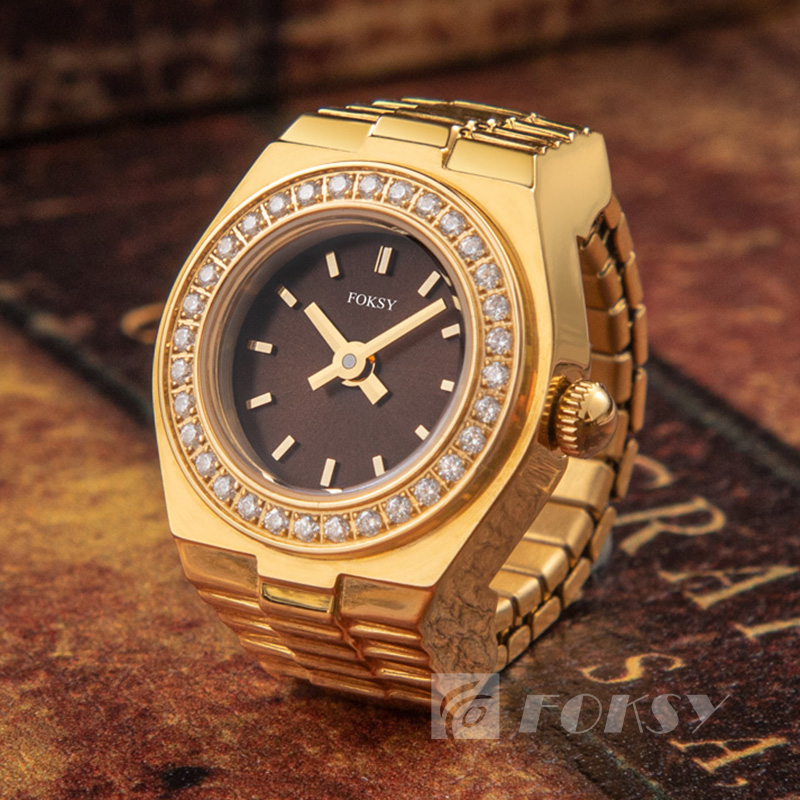 Customized OEM Men's and Women‘s Ring Watches Wholesale Business Leisure Style Round Case Rose Gold Silver Color