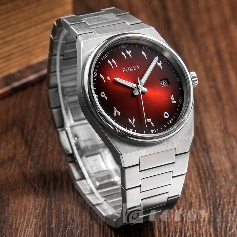 Foksy Wholesale Custom Logo Watch Round Case With Calendar Function Fashion Quartz Stainless Steel Watch For Men