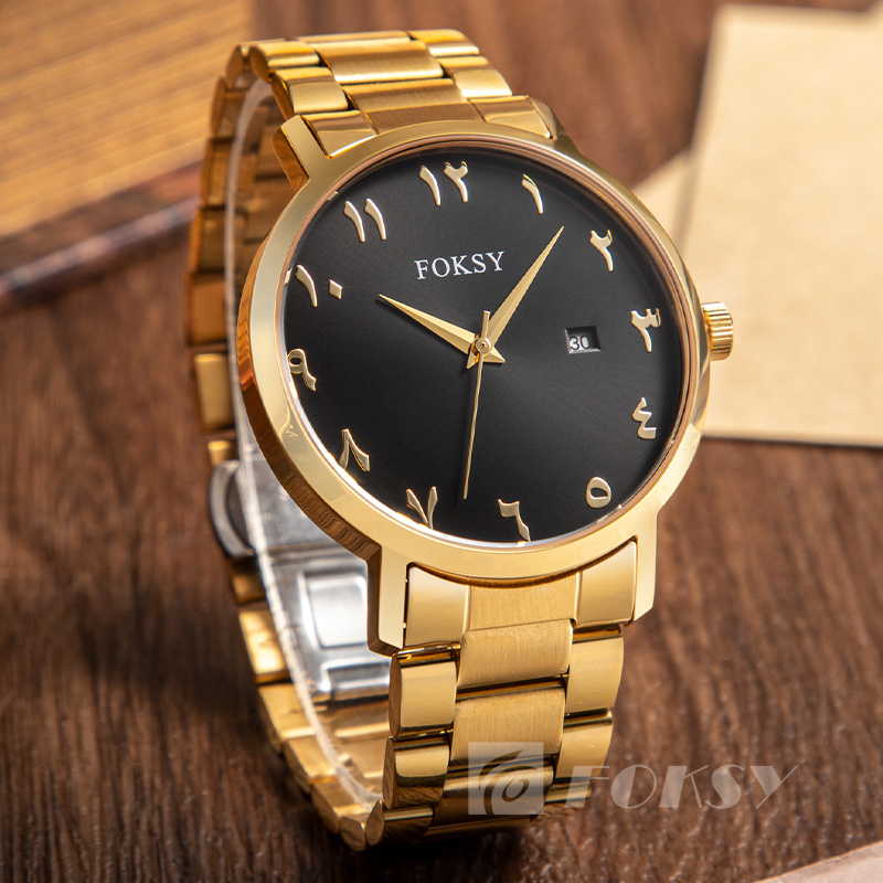 Men Watch Personalized Dail Arabic Watch 5 ATM Waterproof Quartz Movement Calssic Calendar Display Watch Wholesale