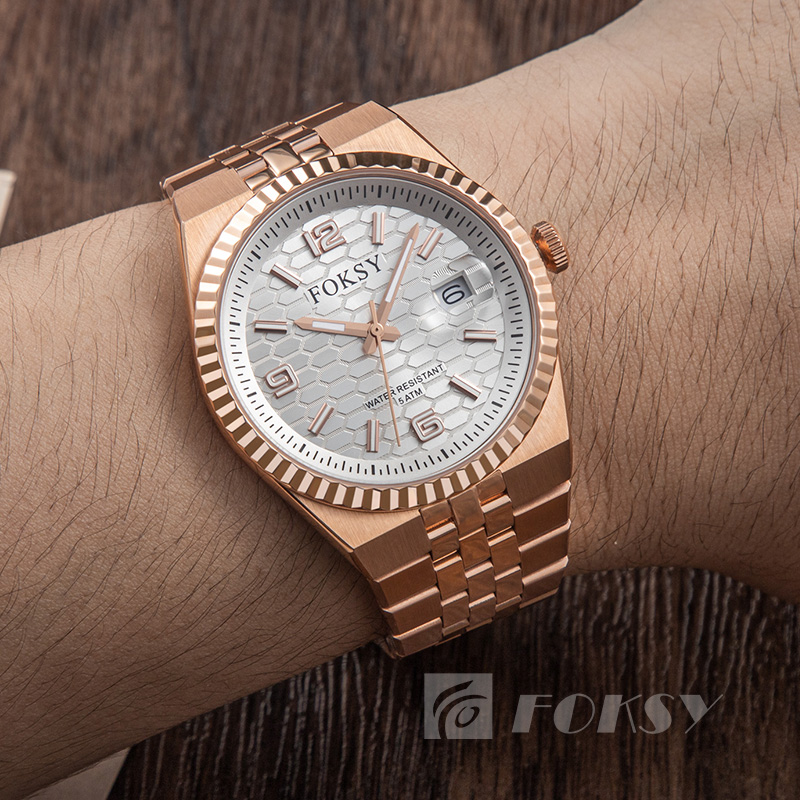 Custom Men Watch Quartz Watch Stainless Steel 5ATM Luminous Date Customizable Watch 689-7-1001