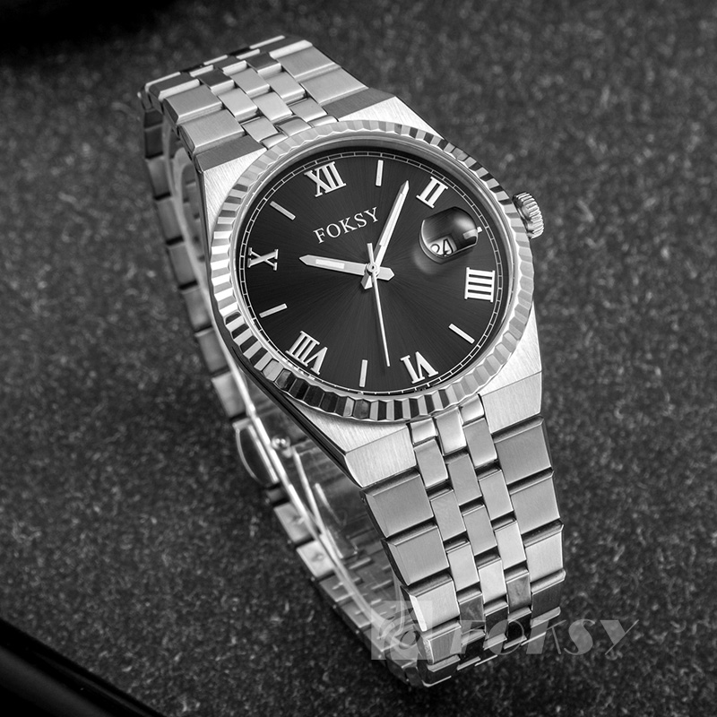 Custom Men Watch Roman Watch Quartz Watch Stainless Steel 5ATM Luminous Date Customizable Watch 689-7-1003