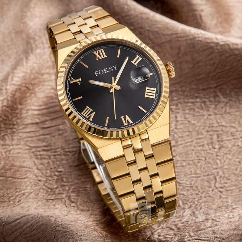 Custom Men Watch Roman Watch Quartz Watch Stainless Steel 5ATM Luminous Date Customizable Watch 689-7-1003