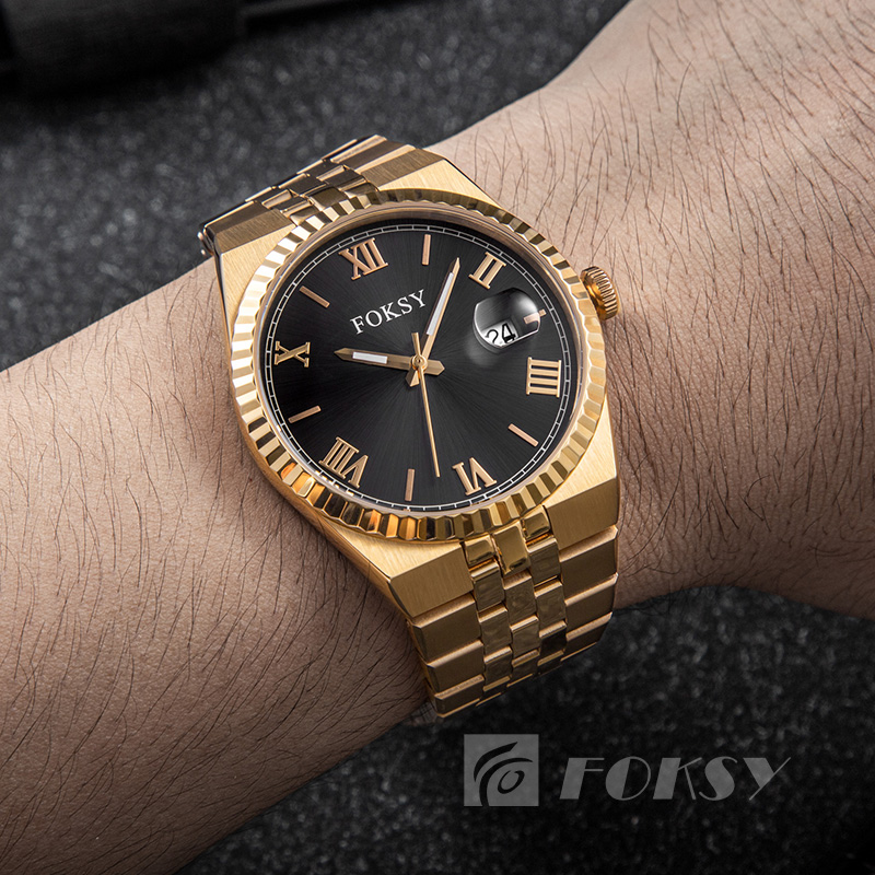 Custom Men Watch Roman Watch Quartz Watch Stainless Steel 5ATM Luminous Date Customizable Watch 689-7-1003