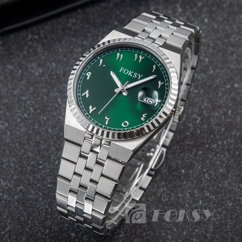 Custom Men Watch Quartz Watch Arabic Watch Stainless Steel 5ATM Luminous Date Customizable Watch 689-7-1004