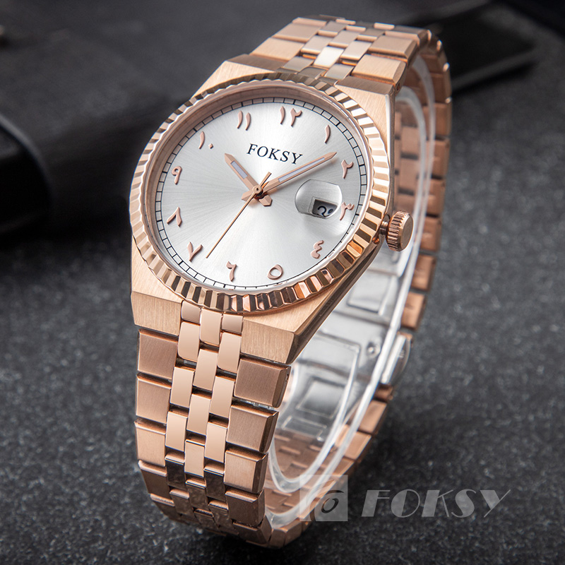 Custom Men Watch Quartz Watch Arabic Watch Stainless Steel 5ATM Luminous Date Customizable Watch 689-7-1004