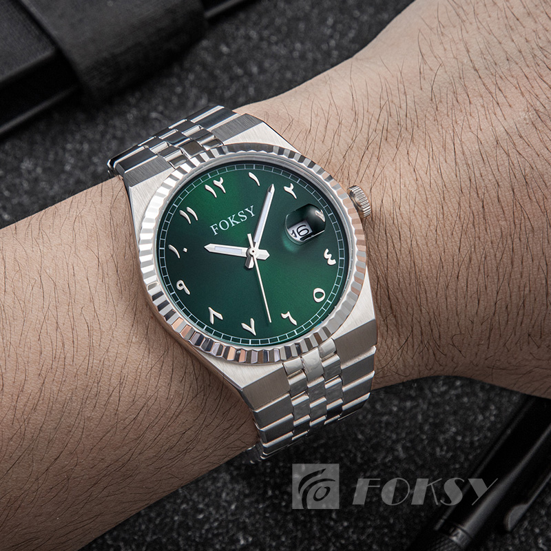 Custom Men Watch Quartz Watch Arabic Watch Stainless Steel 5ATM Luminous Date Customizable Watch 689-7-1004