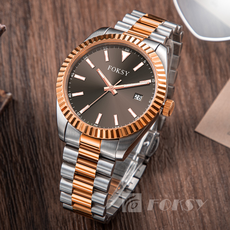 Custom Men Watch Quartz Watch Stainless Steel 5ATM Luminous Date Customizable Watch 583S-7-1023