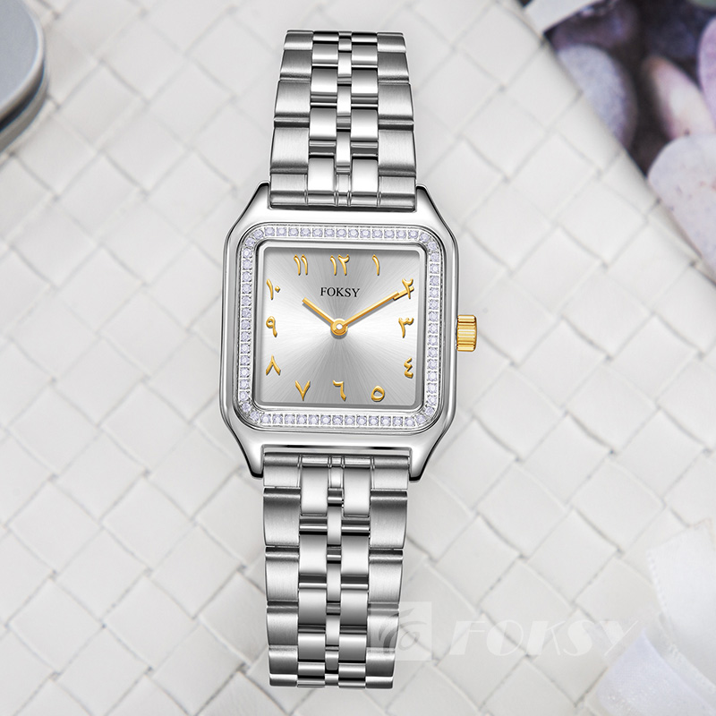 Custom Women Watch Quartz Watch Stainless Steel 5ATM Diamond-Encrusted Customizable Watch 214-7-1012