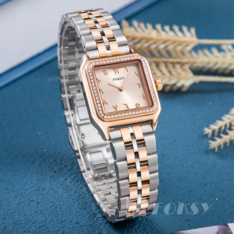 Custom Women Watch Quartz Watch Stainless Steel 5ATM Diamond-Encrusted Customizable Watch 214-7-1012