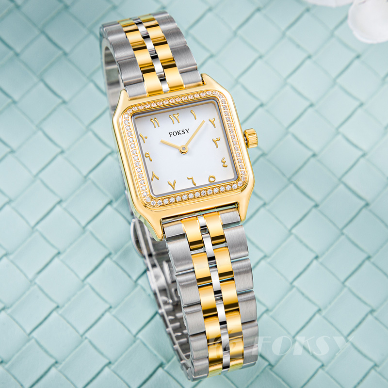 Custom Women Watch Quartz Watch Stainless Steel 5ATM Diamond-Encrusted Customizable Watch 214-7-1012